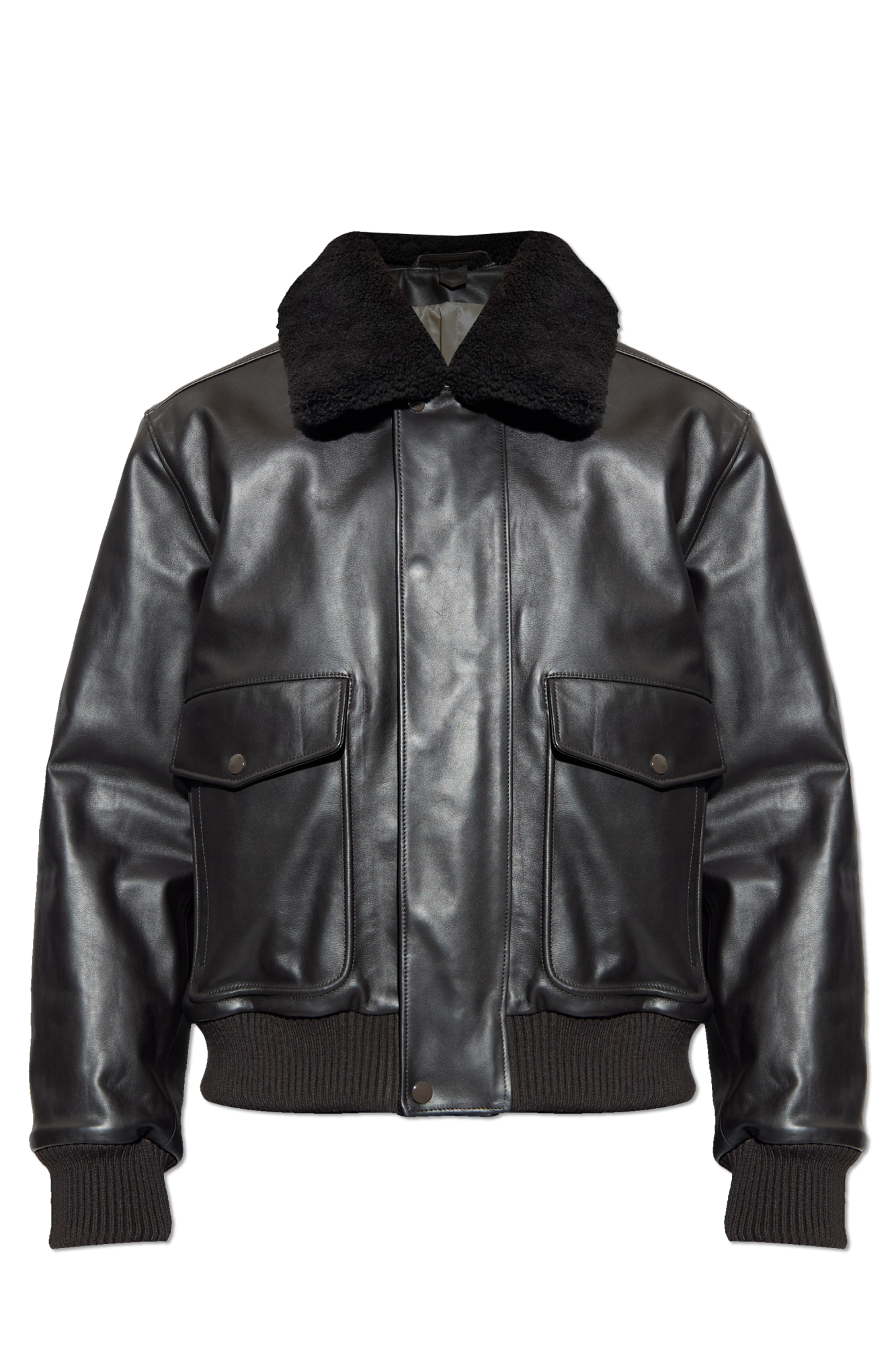 Lemaire Leather jacket with faux fur collar | Men's | Vitkac